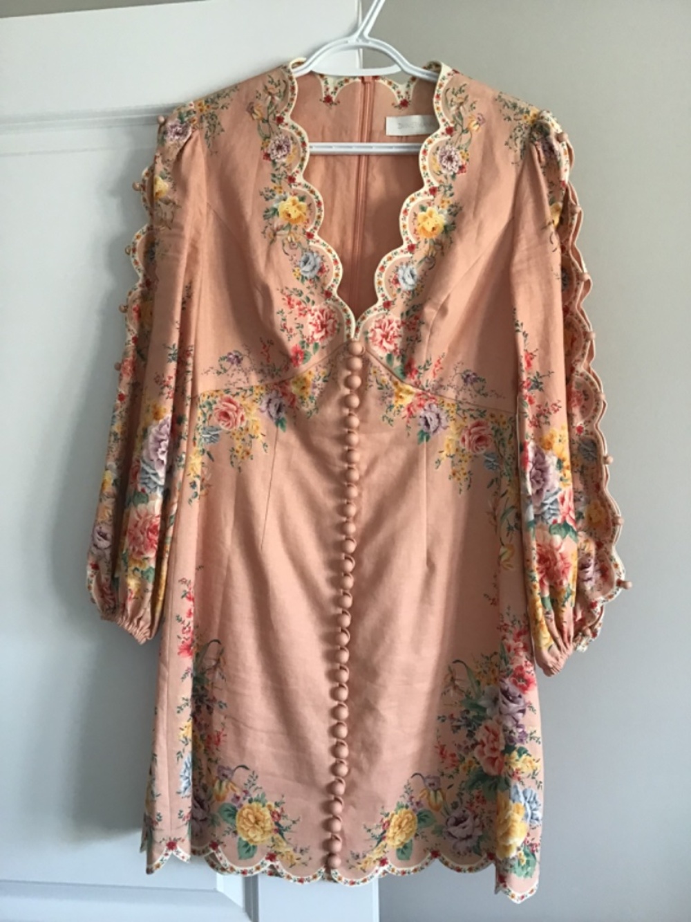 SOLD Zimmermann pink floral zinnia scalloped dress - Picture 3 of 7